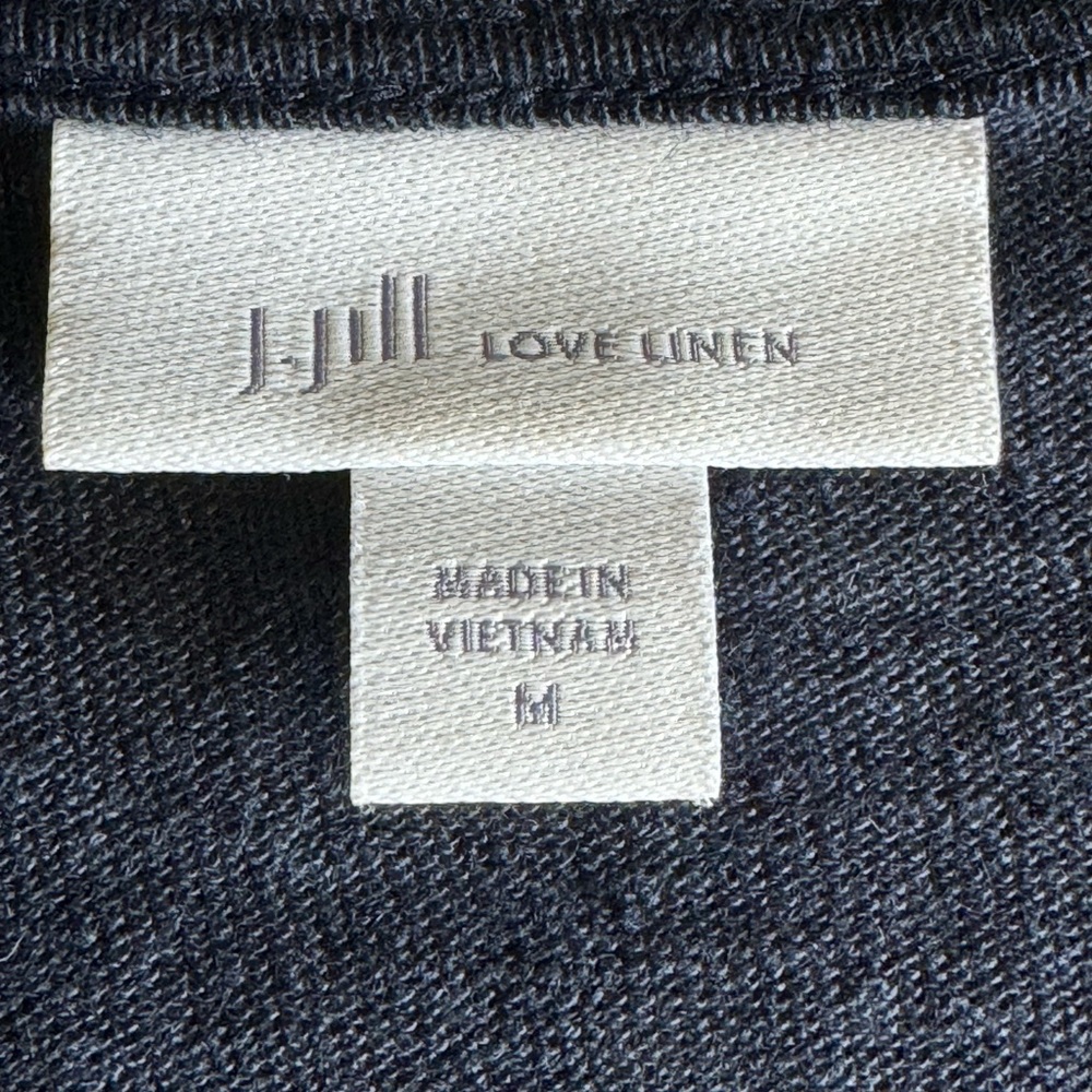 J. Jill Navy Blue V Neck Linen Knit Top Size M - Picture 9 of 9